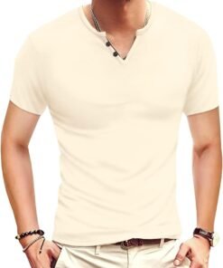 Men Casual Slim Fit Basic Henley Long Sleeve Fashion T-Shirt
