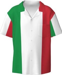 Italian Flag Men Shirt Short Sleeved Color Button Down Beach Shirt Tropical Holiday
