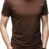 Men T Shirt Short Sleeve Basic Mock Turtleneck Slim Fit Undershirt Pullover Thermal Solid Tops