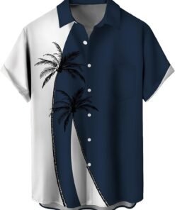 Men Short Sleeve Button Down Casual Hawaiian Shirts Summer Beach Holiday Printed Regular Fit Top Tropical Shirts