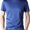 Mulberry Silk Men Short-Sleeved T-Shirt,New Summer Round Neck ice Silk Breathable T-Shirt
