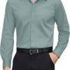 Men's Dress Shirts Stretch Stain Shield Long Sleeve Solid Formal Shirt Business Casual Button Down Shirts