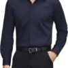 Men's Dress Shirts Stretch Stain Shield Long Sleeve Solid Formal Shirt Business Casual Button Down Shirts