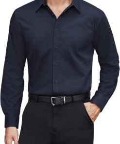 Men's Dress Shirts Stretch Stain Shield Long Sleeve Solid Formal Shirt Business Casual Button Down Shirts