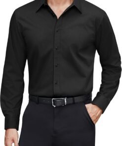 Men's Dress Shirts Stretch Stain Shield Long Sleeve Solid Formal Shirt Business Casual Button Down Shirts