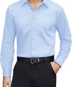 Men's Dress Shirts Stretch Stain Shield Long Sleeve Solid Formal Shirt Business Casual Button Down Shirts