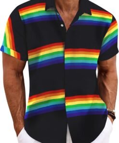 Men's Linen Shirts Short Sleeve Casual Shirts Button Down Shirt for Men Beach Summer Wedding Shirt