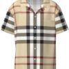 Medium Men Casual Short-Sleeved Shirt â€“ Summer Hawaiian Beach Tops for Outdoor Trips & Everyday Wear Gray Plaid Lines
