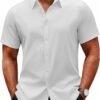 Men Dress Shirts Short Sleeve Wrinkle Free Business Textured Shirt Casual Button Down Shirts