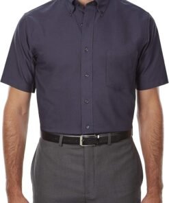 Men's Short Sleeve Dress Shirt Regular Fit Oxford Solid