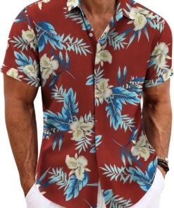 Men's Linen Shirts Short Sleeve Casual Shirts Button Down Shirt for Men Beach Summer Wedding Shirt