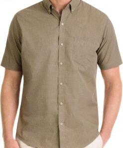 Men Wrinkle Free Short Sleeve Button Down Check Shirt
