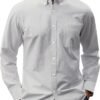 Men's Oxford Shirt Solid Casual Button Down Collar Shirts Long Sleeve Dress Shirts with Pocket