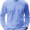 Men's Oxford Shirt Solid Casual Button Down Collar Shirts Long Sleeve Dress Shirts with Pocket