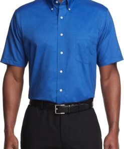 Men's Short Sleeve Dress Shirt Regular Fit Oxford Solid