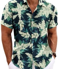 Men's Linen Shirts Short Sleeve Casual Shirts Button Down Shirt for Men Beach Summer Wedding Shirt