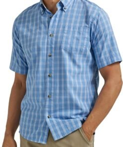Men Short Sleeve Classic Plaid Shirt